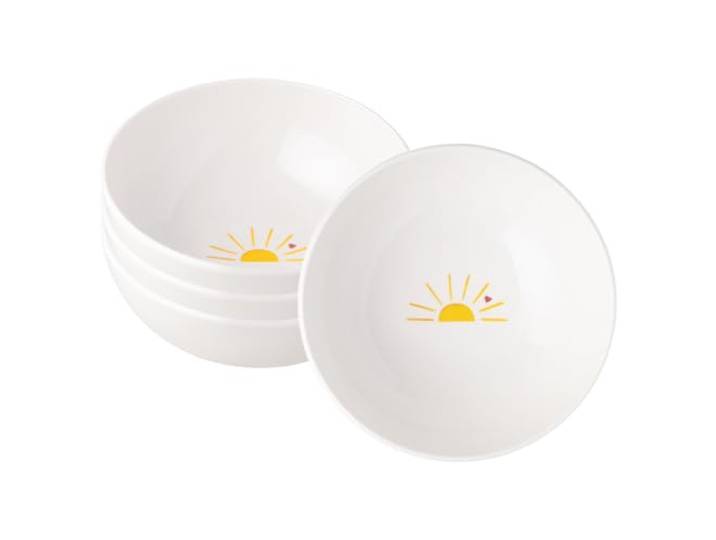 Villeroy & Boch With Love Müslischalen Hello Sunshine 4er Set, 590 ml, Vielseitige Schalen für Suppe, Salat und Ramen, Premium Porzellan, spülmaschinen- & mikrowellengeeignet