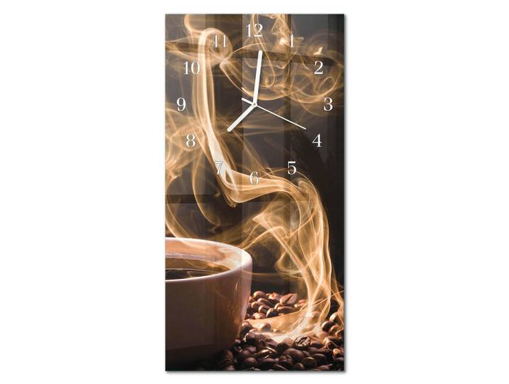 Tulup Wanduhr 30x60 cm - Abstraktion, Braun, Glas, Rechteckig, 30x60x0.4 cm, Dekoration, Uhren, Wanduhren