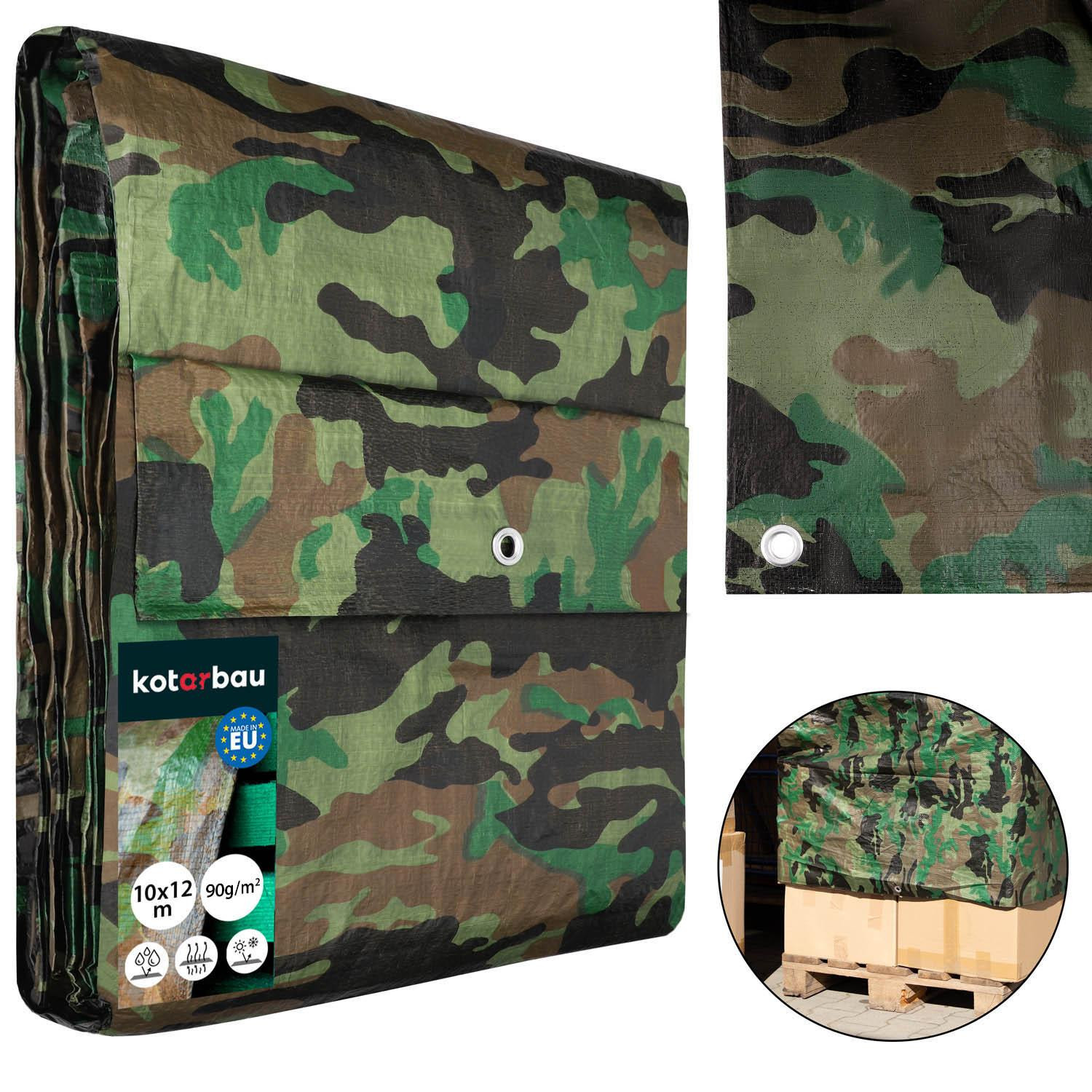 KOTARBAU Afdekzeil Polyethyleen Camouflage 10 x 12 m 90 g/m² Waterdicht Beschermzeil