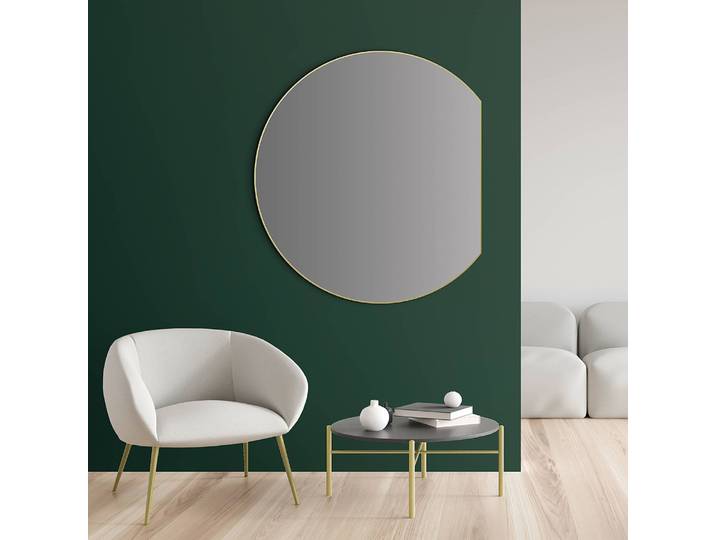 Miroir mural Picasso rond Ø 100cm Doré/Doré verre miroir / aluminium, brossé 100 x 3cm