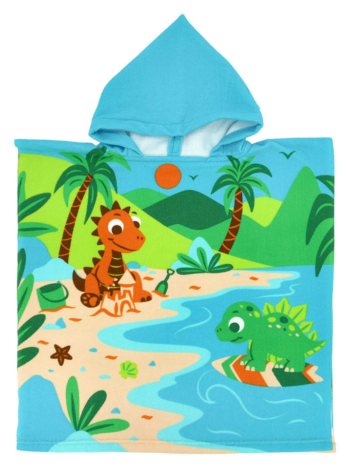 Le Comptoir de la Plage Badeponcho ''Babydino'' in Hellblau/ Bunt - (L)60 x (B)60 cm - onesize