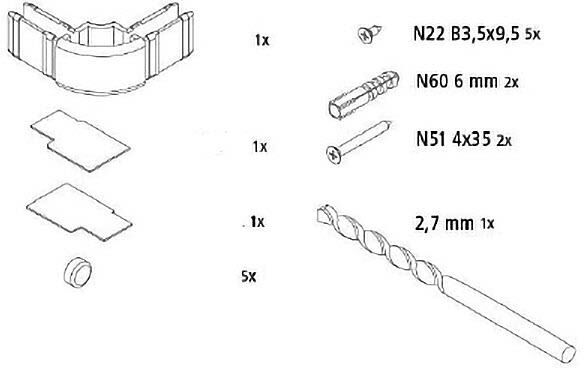 Kermi Nova 2000 accessories incl. corner connectors, 2528859