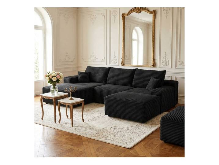 Soverkim Ecksofa modular, 270cm, L-förmiger Chaiselongue, Tiefe Sitzfläche, 1 Teile, Kompressionssofas, Wohnzimmer, Schlafzimmer, Wohnung