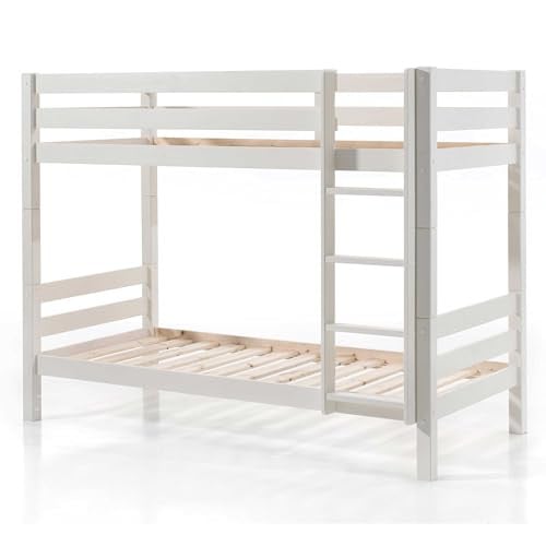 Vipack Pino Etagebed voor kinderen, verhoogd enkel bed van massief hout, 90 x 200 cm, inclusief opbergbox