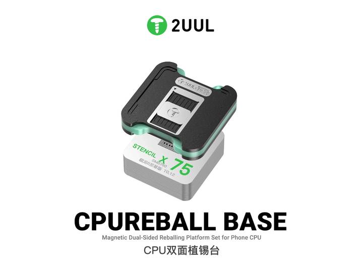 2UUL BH17 CPU REBALL BASE Ensemble de plateformes de reballing magnétiques double face pour téléphone, compatible Snapdragon et HiSilicon, avec kit de 75 pochoirs