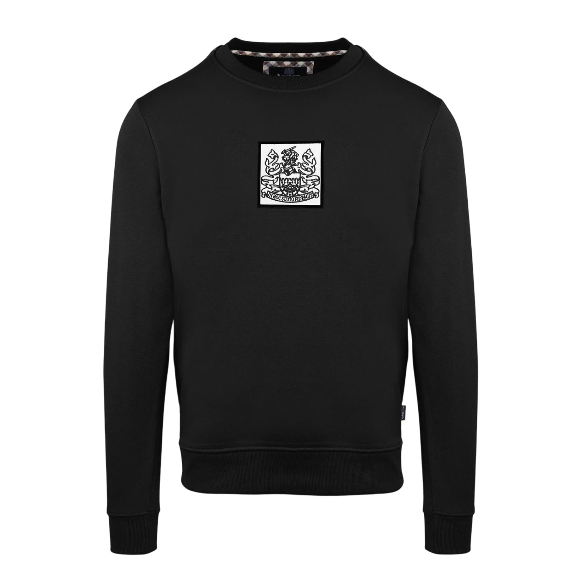 Aquascutum Heren geribbeld sweatshirt (Zwart)