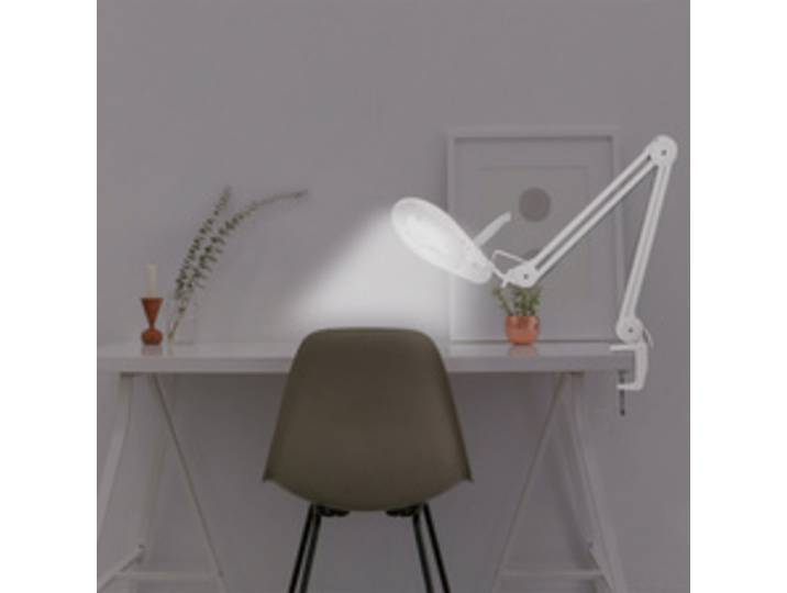 Lampe loupe à LED, avec pince, blanc