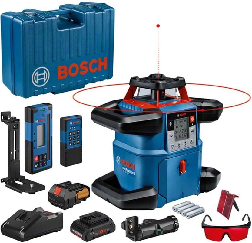 Rotationslaser BOSCH PROFESSIONAL "GRL 600 CHV, Kit, 600 m", blau (grau), Lasermessgeräte, Rotationslaser grau Einheitsgröße