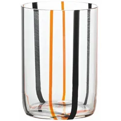 Tirache Zafferano-Glas aus zweifarbigem schwarz-orangefarbenem Borosilikatglas, Schachtel mit 6 Stück
