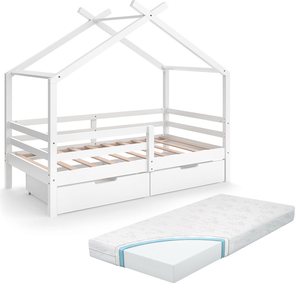 Hausbett Vitalispa Luni Weiß 160 x 80 cm mit Aufbewahrungskästen und Matratze, Model 59343