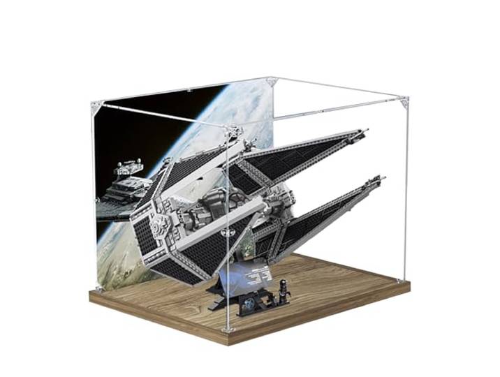 Acryl-Vitrine für Lego 75382 TIE Interceptor Modell, 3 mm staubdichte Schaukasten, Vitrine kompatibel mit Lego 75382 (Modell nicht im Lieferumfang enthalten) (Hintergrundaufbau 3 mm A)