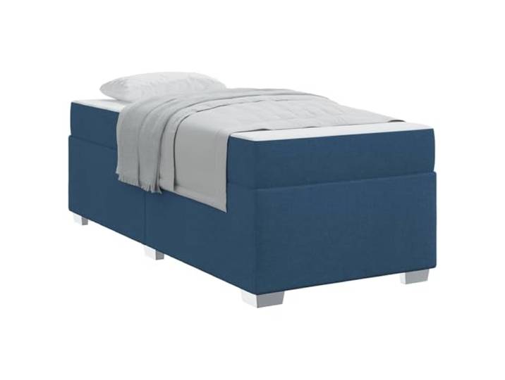 PUGYNBK Bettgestell mit Matratze, Blau, 90 x 200 cm, Stoff Taschenfederkernmatratze, mittlere Festigkeit, fester Lattenrahmen, langlebige Kunststoffbeine, moderner Stil