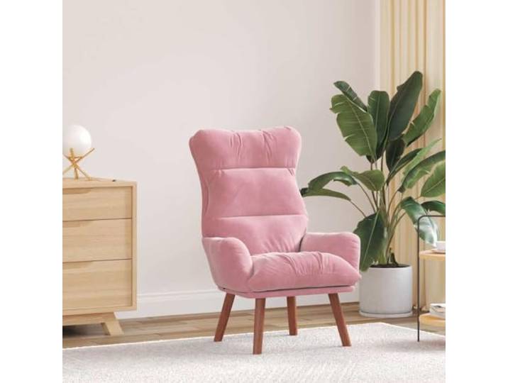 NLQMSU Moderner Sessel, Velours, Rosa, mit Füßen aus Holz, 69 x 74 x 93 cm Gepolsterte Sitzfläche, ergonomische Rückenlehne, minimalistisches Design, einfache Pflege, täglicher Komfort