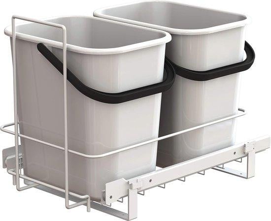 Keukenafvalemmer met 2 emmers, 11,5 liter, wit, plastic