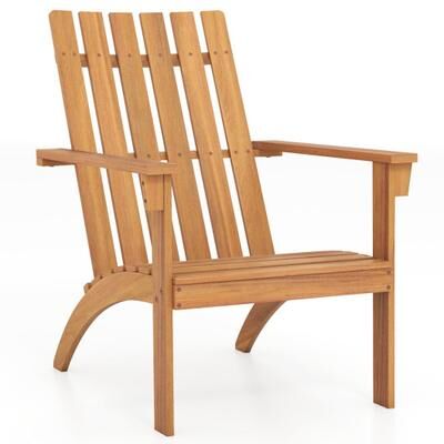 Costway Outdoor Durable Patio Acacia Wood Adirondack Lounge Armchair-Natural