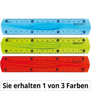 Westcott Lineal E-10220 00, 15 cm, Kunststoff, flexibel, farbig transparent