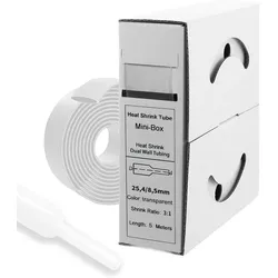 5m Schrumpfschlauch mit Kleber 25,4mm>8,5mm transparent Ratio 3:1