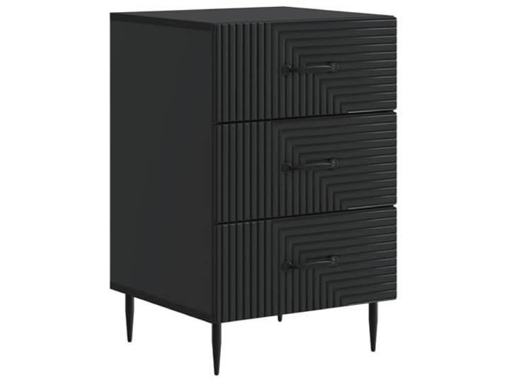 KUPTYERFG Nachttisch Schwarz 43x41x66,5 cm Nachtschrank Holzwerkstoff Kompakte Kommode fürs Schlafzimmer mit 3 Schubladen für Bücher und Utensilien im zeitlosen Design.