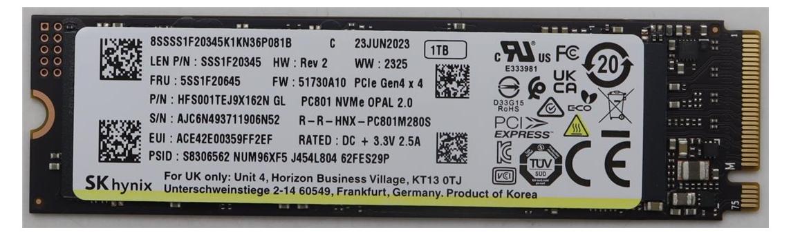 Lenovo SK Hynix - SSD - verschlüsselt - 1 TB - intern - M.2 2280 - PCIe 4.0 x4 (NVMe)