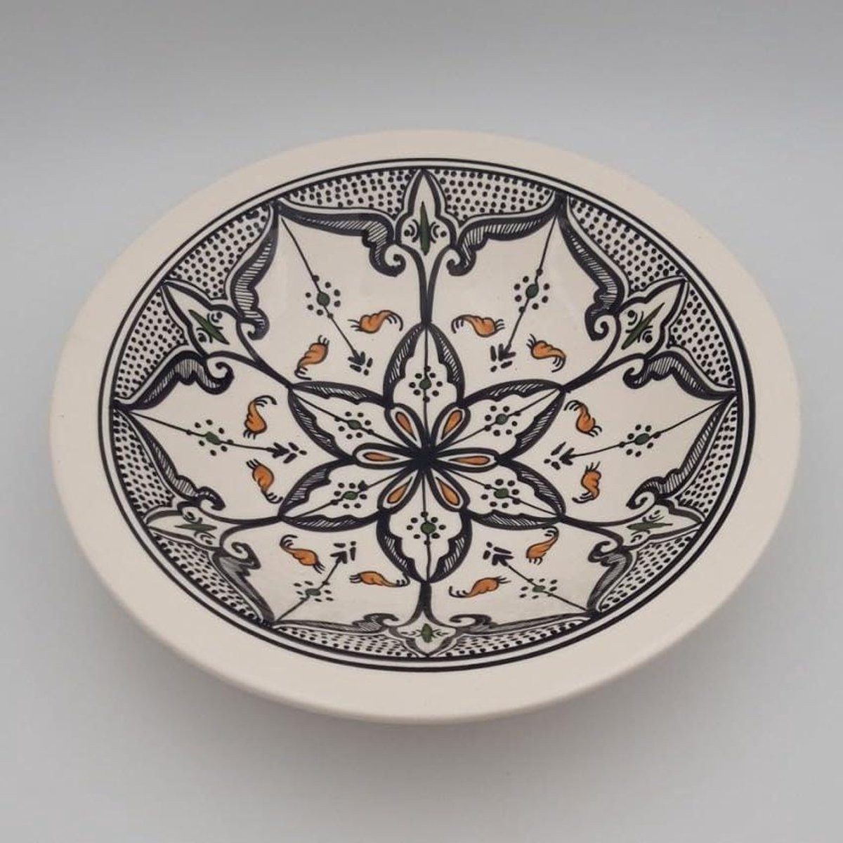 Handbeschilderde Marokkaanse couscous schaal - Zwart - Diameter: 37 cm