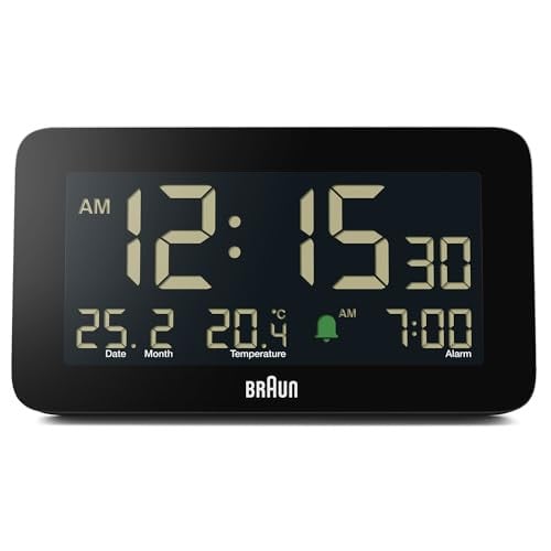Braun BC10B Digitale Wekker met LCD-scherm, Datum en Temperatuur, Zwart