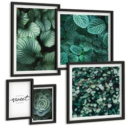 BILDER SET 5er Set - 50x50 cm & 20x30 cm & 40x60 cm Schwarzer Rahmen - Wellen, Sand, Wasser, Steine, Strand