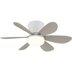 LED Deckenventilator Deckenleuchte Wohnzimmerlampe Dimmbar Weiß sand D 51 cm