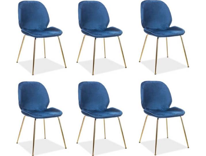 Esszimmerstuhl Küchenstuhl Set Adrien marineblau Gold 6er Set