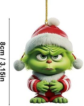 Perfect Picks Market Creative Green Grinch Christmas Tree Ornament, Cartoon Hanging Pendant For Holiday, Thanksgiving, And Birthday Creative Green Grinch Christmas Tree Ornament, Cartoon Hanging Pendant For Holiday, Thanksgiving, And Birthday