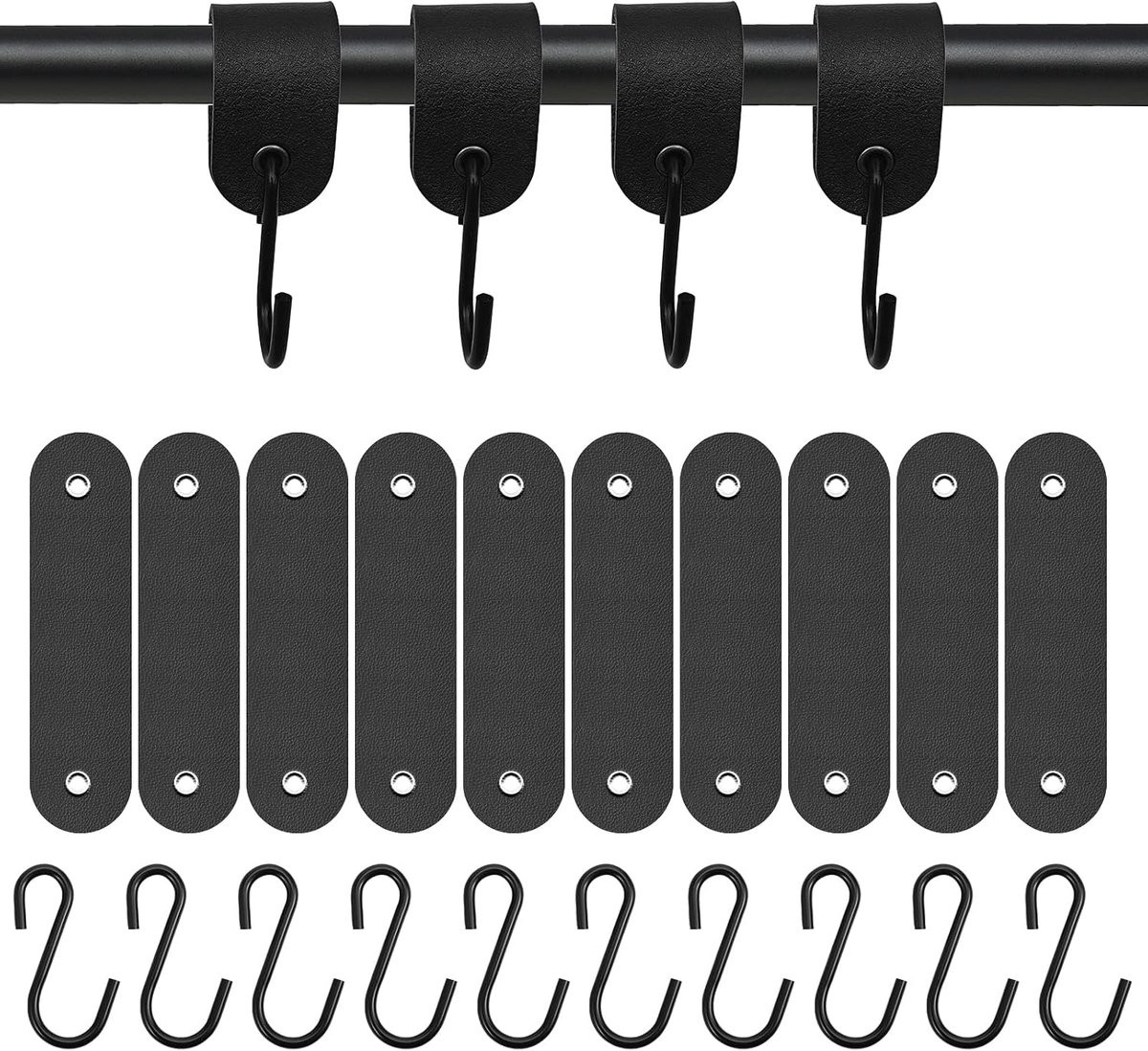 10 stuks roestvrijstalen haken met leren lus voor kleding en accessoires