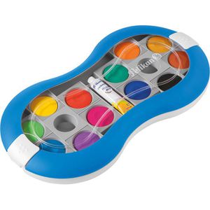 Pelikan Farbkasten 724617 Space+, Blau, Deckfarbkasten, mit 1 Deckweiß und 12 Farben