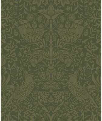 Seabrook Designs Tonal Bird Garden Pre-Pasted Wallpaper