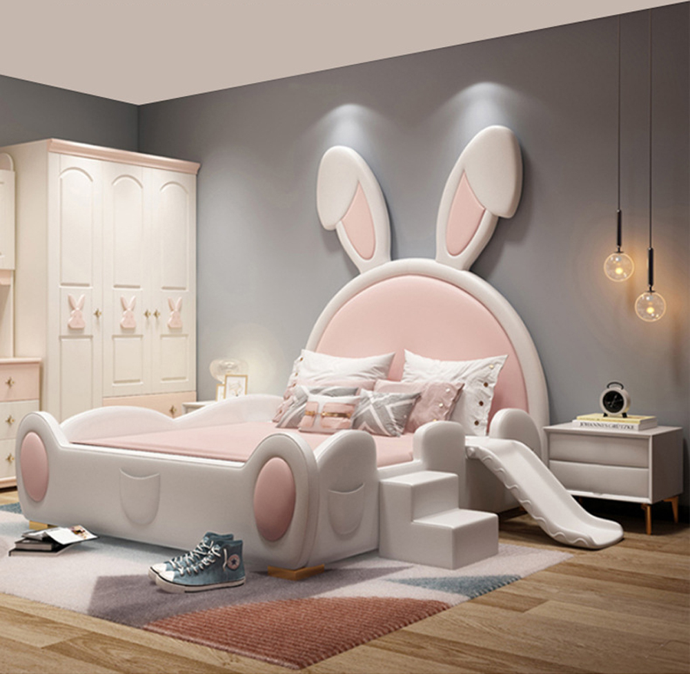 Kaninchen Mädchen Kinder Bett Rosa Hasenohre Zweiohrhasenbett 1200x1900mm [W433]