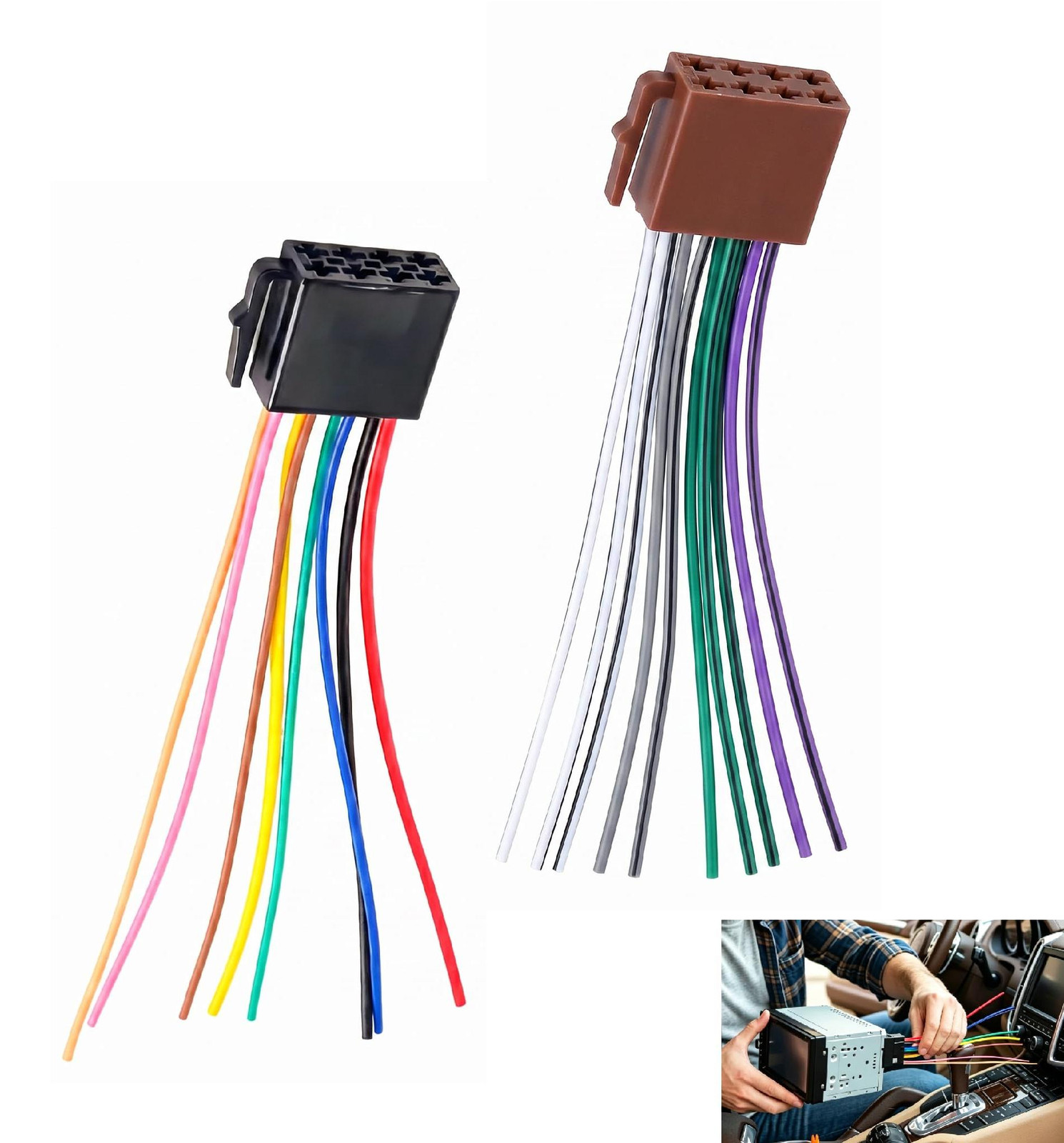 Selius Autoradio adapterkabel 8-polig DIN-ISO voor voeding en luidsprekers - 2 stuks