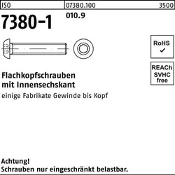 Flachkopfschraube ISO 7380-1 Innen-6kt M4x 8 010.9 500 Stück