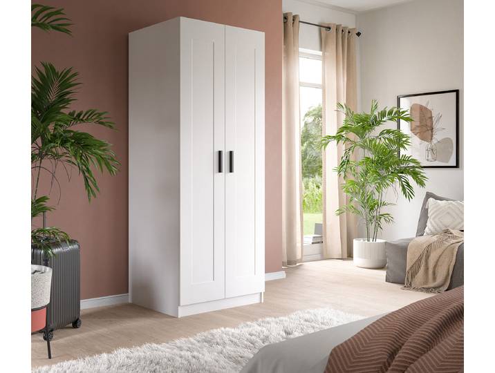 Drehtürenschrank Visby 80cm Weiß ohne Spiegeltür/-en