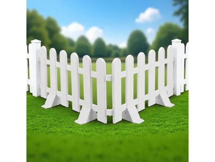 Clôture de bordure de paysage en plastique, 2 pièces, bordure de jardin blanche pour cour, clôture décorative intérieure avec Bases