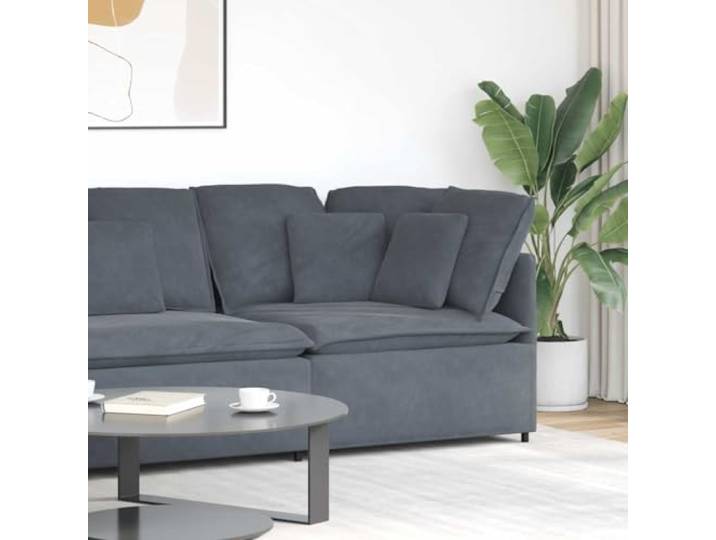 HKQWPBF Modulares Sofa Eckmodul mit Kissen Dunkelgrau 100 cm Samtpolsterung, Schaumstofffüllung, Metallrahmen, Textilene-Sitzflächen, modulares System