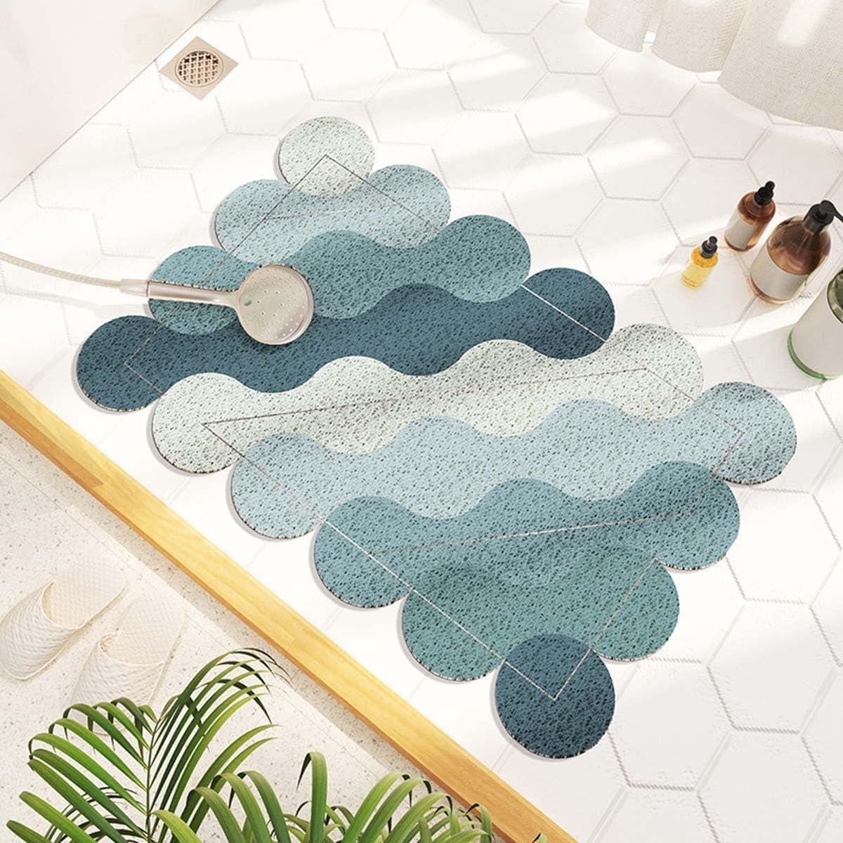Antislip Badkamer Douchemat - Sneldrogend PVC - Blauw Bruin