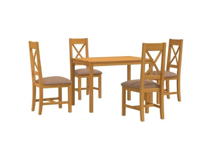 5-teiliges Esszimmer-Set, Grau, Eichenholz, massiv, mit 4 gepolsterten Massives Eichenholz, modernes Design, einfach zu montieren und zu reinigen, Stühle mit Schaumstoffpolsterung