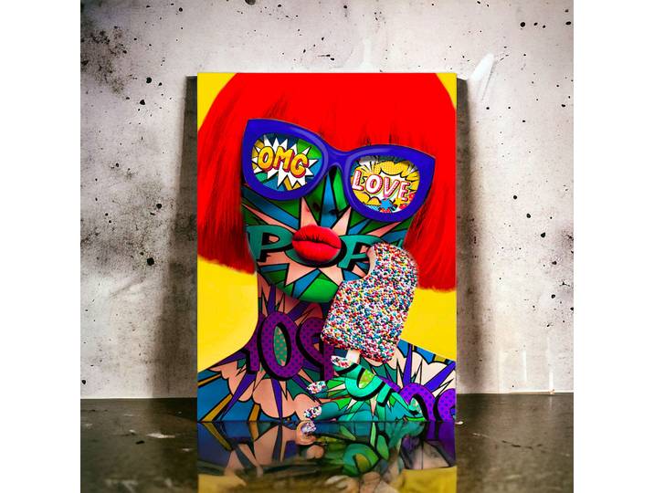 Tableau Décoratif Portrait de femme à la Glace Pop art