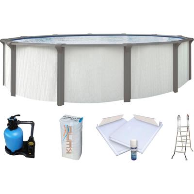 Rundpool KWAD "»Supreme« all in Premium Folie", blau (weiß, farbe innen: blau), B:360cm H:132cm L:360cm, Schwimmbecken, Rundpool, ØxH: 360x132cm, inkl. Bodenisolationsset