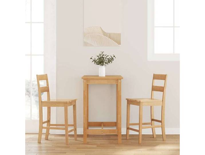 VidaXL Tabourets de bar 2 pcs naturel bois massif d'hévéa chaise chaise de bar de cuisine chaise de bistrot chaise de 4102558
