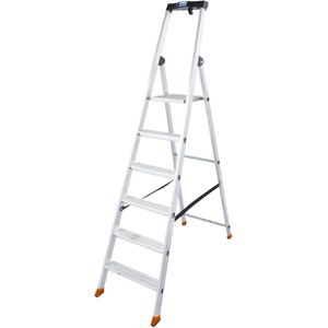 Krause Stehleiter Monto Solido, 126658, mit Plattform, aus Aluminium, bis 150kg, mit 6 Stufen