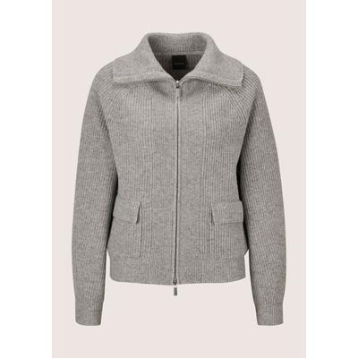 Strickjacke MADELEINE "Strickjacke Blouson-Strickjacke mit 2-Wege-Zipper", Damen, Gr. 40/42, grau (steingrau, melange), Modern, comfort fit, Strickjacken Strickjacke