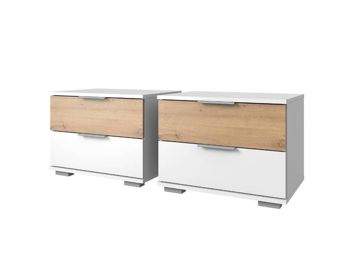 Table de chevet Gibraltar 52 x 47 x 38cm Lot de 2 2 Blanc/Imitation chêne Artisan/Blanc
