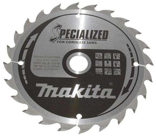 Makita SPECIALIZED B-32910 Hartmetall Kreissägeblatt 165 x 20 x 1 mm Zähneanzahl: 24 1 St.