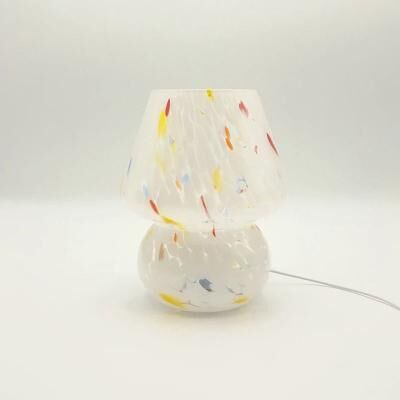 Uplifted Finds Murano Glass Gourd Shaped Table Lamp Korean Cream Wood 3 Tone Dimmable Light For Bedroom Coffee Shop colored Dots