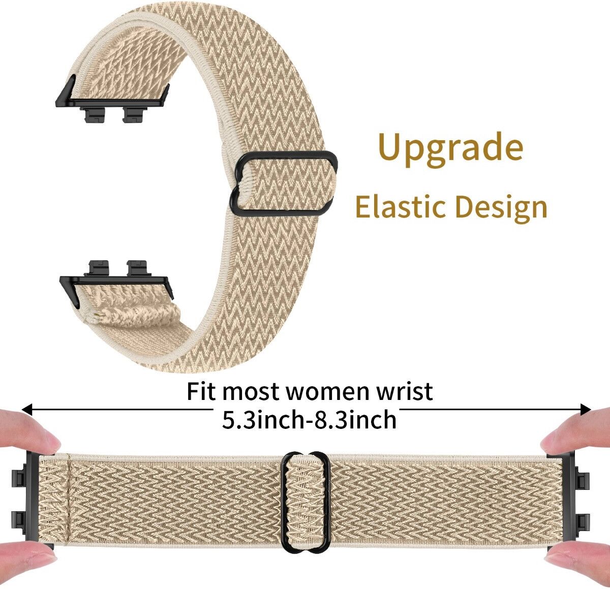 INF Elastisches gewebtes Armband kompatibel mit Huawei Band 11/11Pro — Atmungsaktives Nylon-Sportarmband für Alltag und Sport Beige