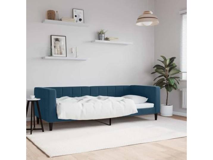 RJPLMFV Ruhebett, Veloursblau, 80 x 200 cm, ohne Matratze 2-in-1-Schlafsofa, Metall- und Holzrahmen, Lattenrost inklusive, Gäste